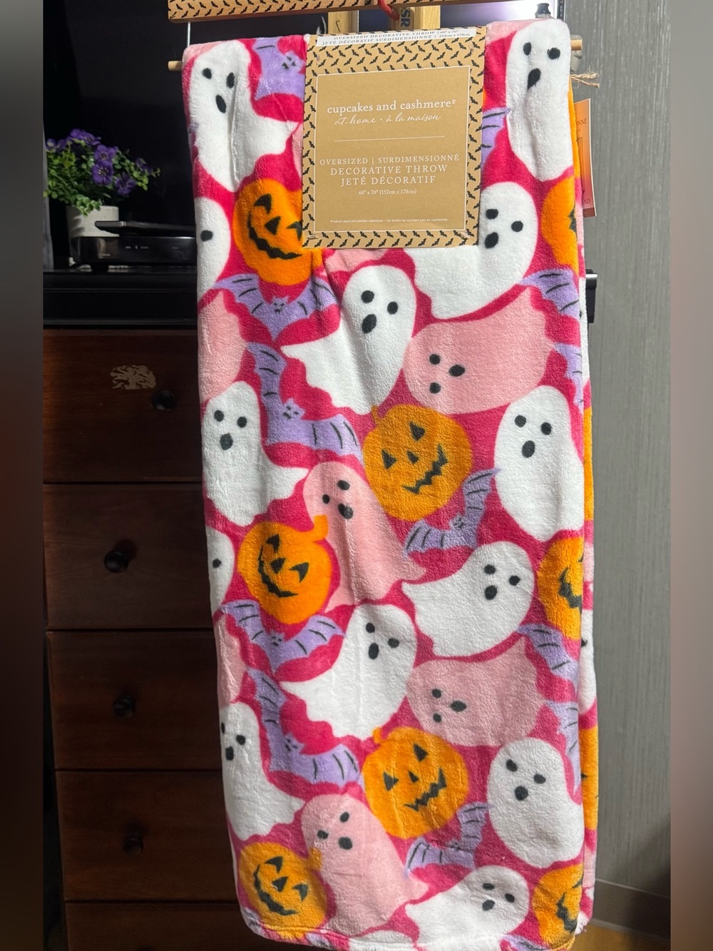 Cupcakes and Cashmere Oversized Halloween Ghost Pumpkin Throw Blanket 60x70